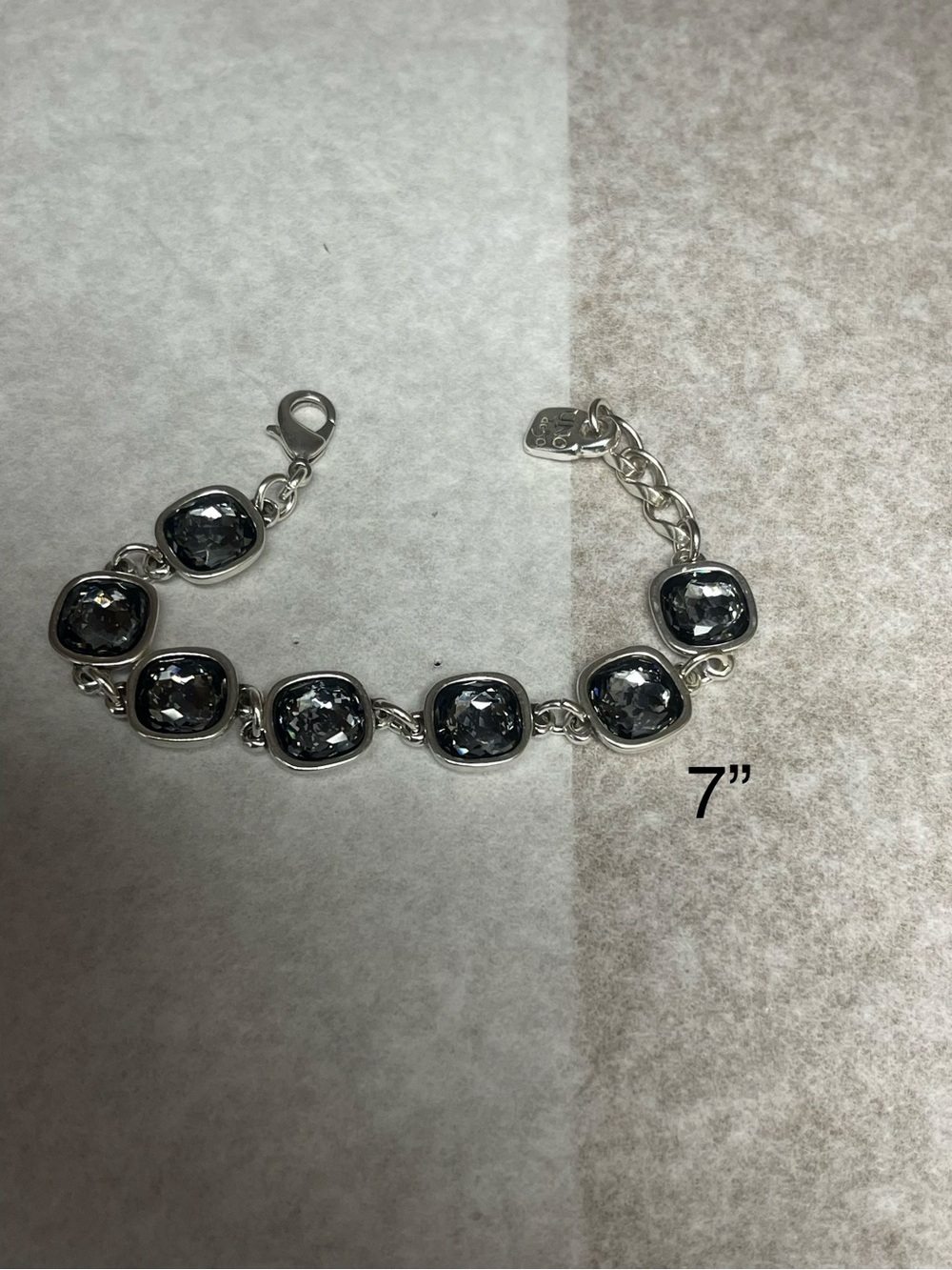 UNOde50 Mademoiselle Silver Plated Gray Crystal Link Bracelet 7"